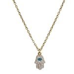 Blue Evil Eye Pendant with chain for Women and Girls Gold Plated White Alloy